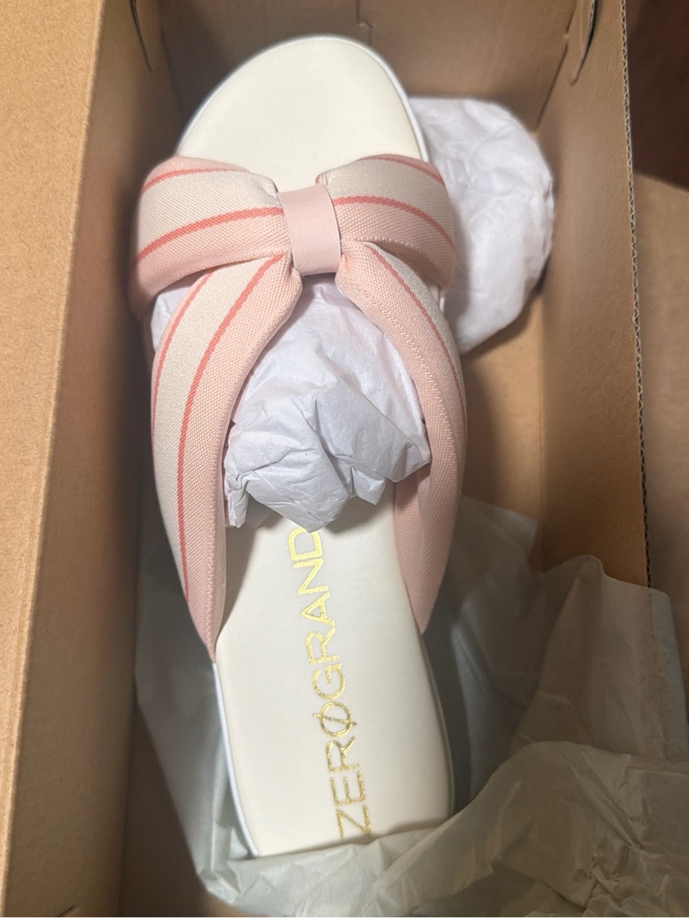 Cole Haan Zerogrand Flat Knotted Women Slide Sandals pch Sz 8.5